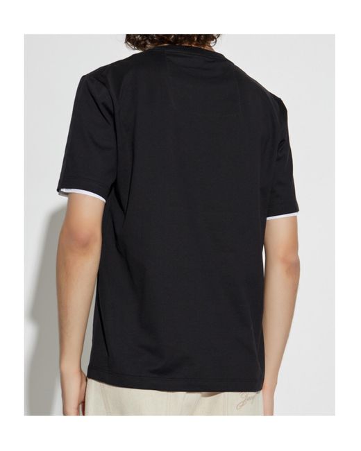 Lanvin Black Logo Embroidered Crewneck T-Shirt for men