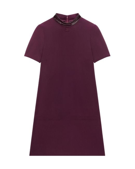 Courreges Purple Vinyl-Collar A-Line Mini Dress