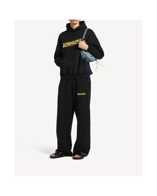 Balenciaga Black Messy Spray Baggy Sweatpants for men