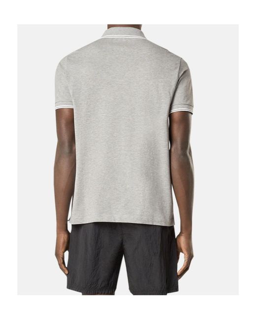 Stone Island Gray Slim-Fit Short-Sleeve Polo Shirt With Striped Details for men