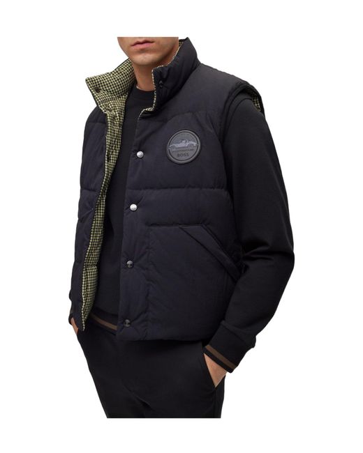 Boss Black Stand-Up Collar Down Vest for men