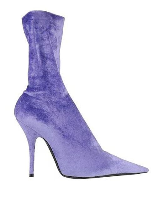 Balenciaga Purple Velvet Pointed-Toe Ankle Boots