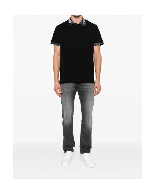 Versace Jeans Black Short Sleeve Polo Shirt for men