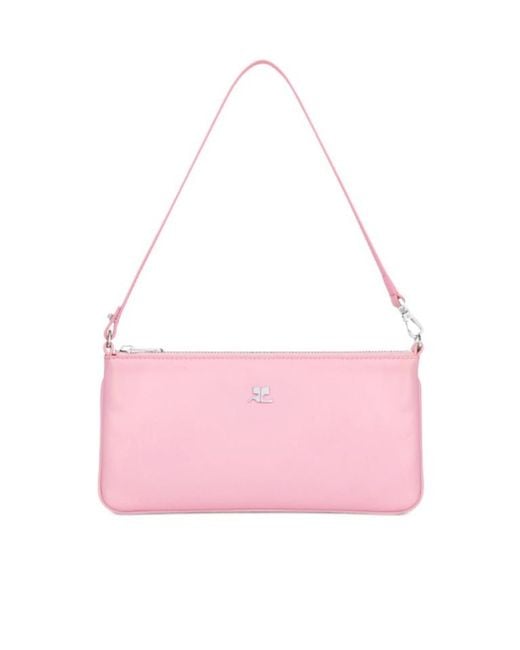 Courreges Pink Courrèges Zipped Leather Pouch Bag
