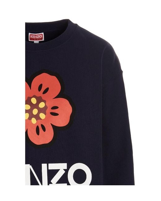 KENZO Blue Logo Printed Crewneck Sweatshirt