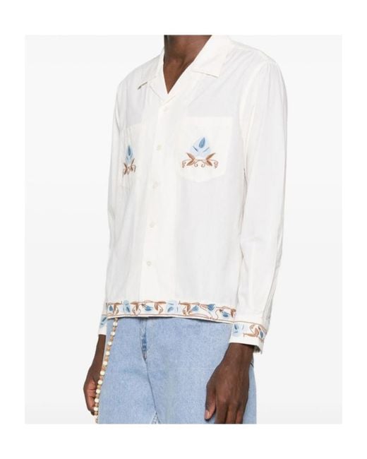Bode White Noveau Vine Embroidered Shirt for men