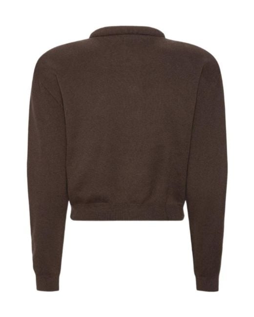 ROTATE BIRGER CHRISTENSEN Brown Cropped Logo-Button Cardigan