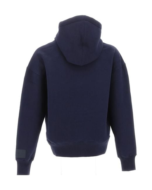 AMI Blue Long-Sleeved Drawstring Hoodie for men