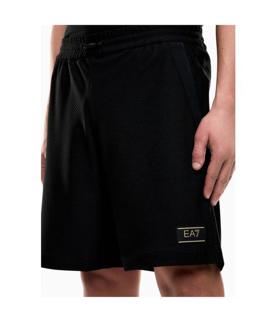 EA7 Black Logo Shorts for men