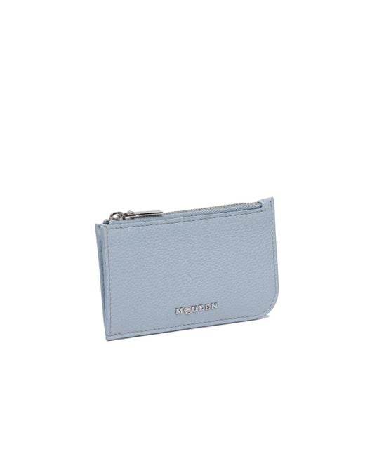 McQueen Blue Logo Plaque Zipped Wallet for men