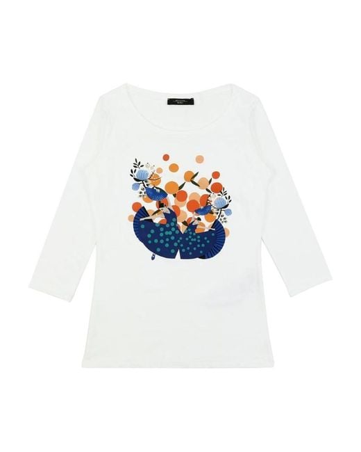 Weekend by Maxmara White T-Shirt With Round Neck And Long Sleeves