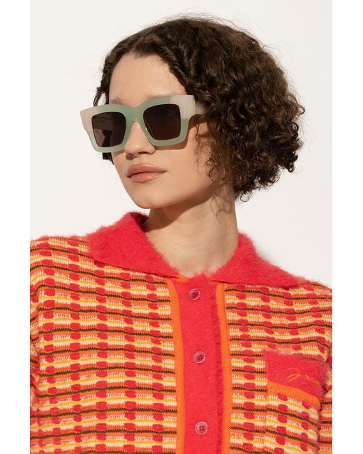 Jacquemus Pink Square Frame Sunglasses for men