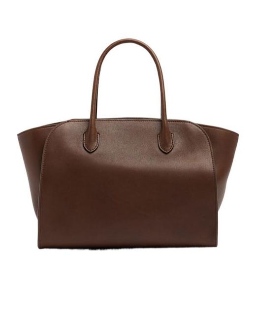 The Row Brown Saddle Leather Tote Bag