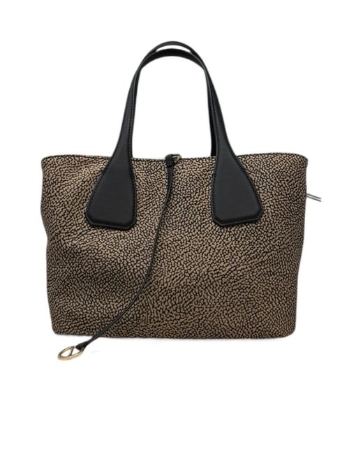 Borbonese Brown Zip Up Top Handle Bag