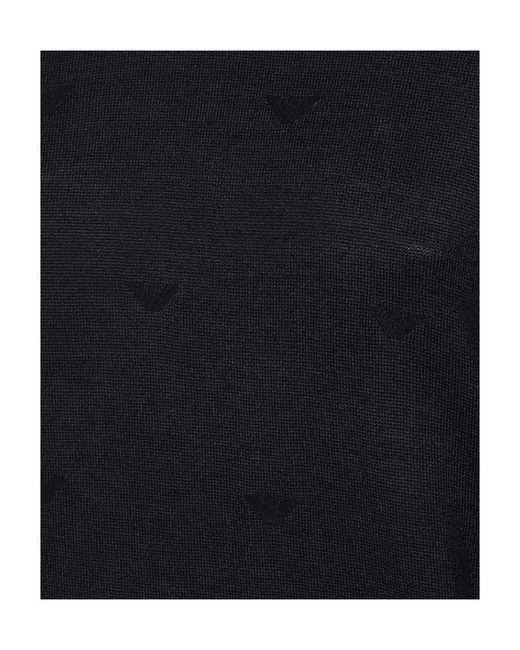 Emporio Armani Blue Logo Embroidered Jumper