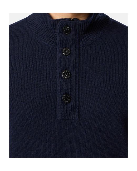 Stone Island Blue Logo Patch High Neck Sweater for men
