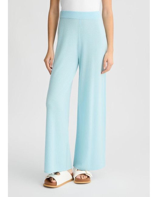 Liu Jo Blue Logo-Embroidered Flared Trousers