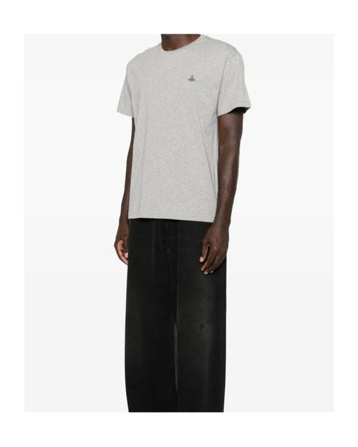 Vivienne Westwood Gray Orb-Embroidered T-Shirt for men