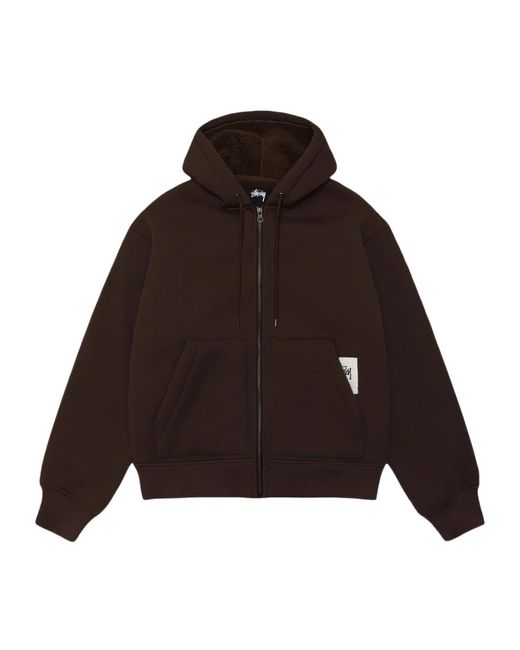 Stussy Brown Stüssy Sherpa Lined Hooded Sweater for men