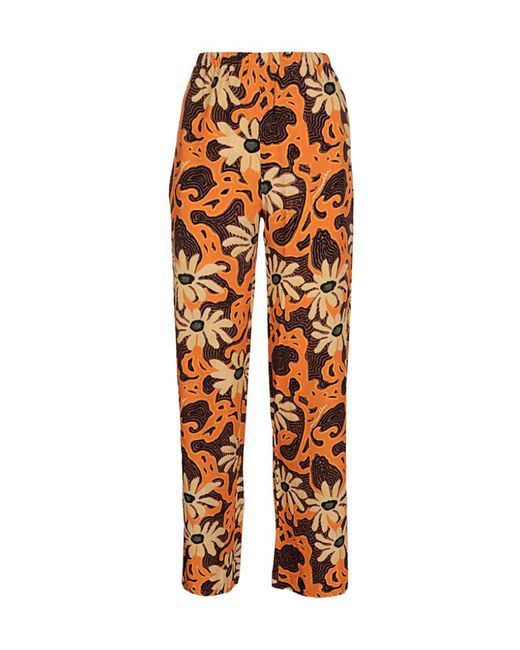Nanushka Orange Floral Printed Wide-Legged Pants