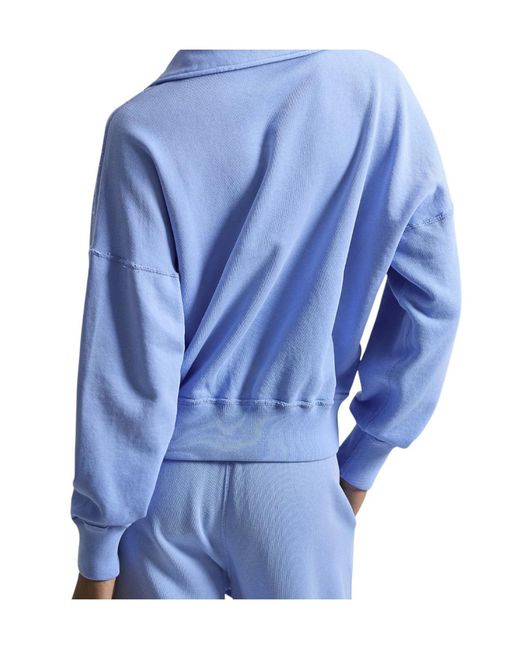 Polo Ralph Lauren Blue Polo Pony Embroidered Quarter-Zip Sweatshirt