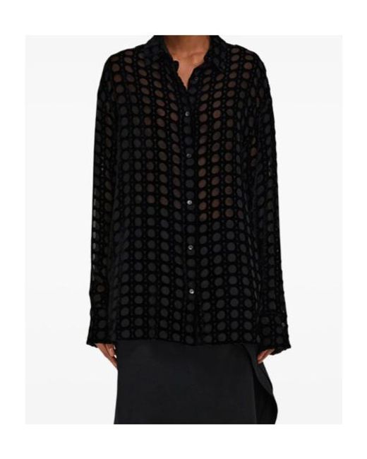 Ferragamo Black Ferragamo Devoré-Effect Long-Sleeved Shirt