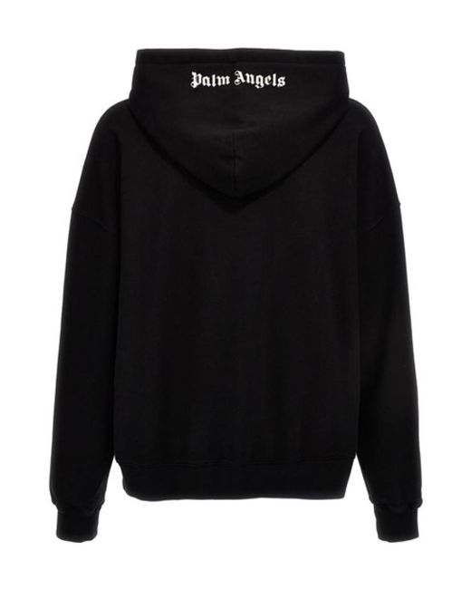 Palm Angels Black Logo Embroidered Hoodie for men