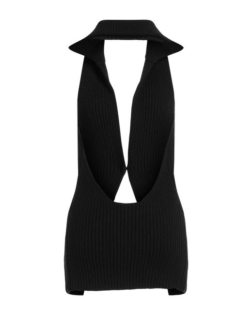 Dolce & Gabbana Black Solid Color Wool Sleeveless Top
