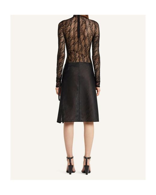 Courreges Black Courrèges Zipped Lace Skirt