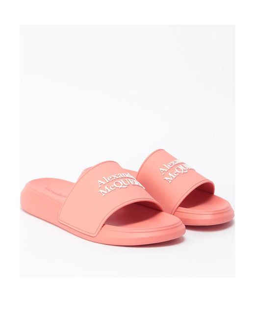 McQueen Pink Logo Pool Slides