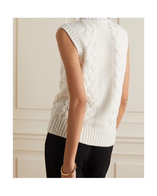 Gabriela Hearst White Cable Knit Vest