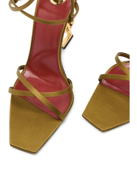 Saint Laurent Metallic Opyum 110 Logo Satin Sandals