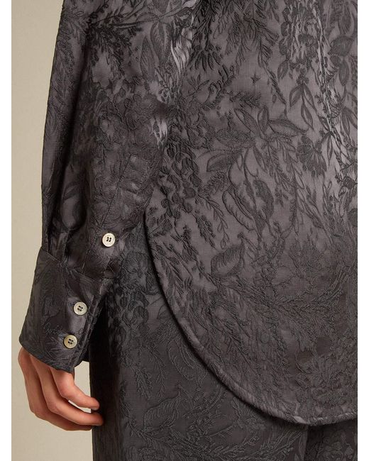 Golden Goose Deluxe Brand Gray Jacquard Shirt With All-Over Toile De Jouy Pattern
