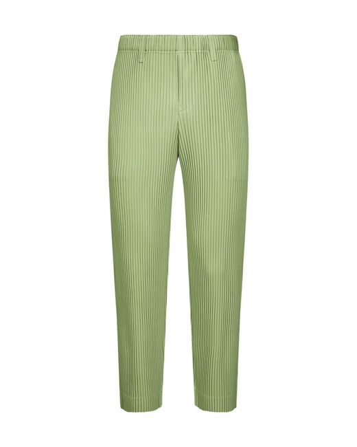 Homme Plissé Issey Miyake Green Pleated Casual Pants for men