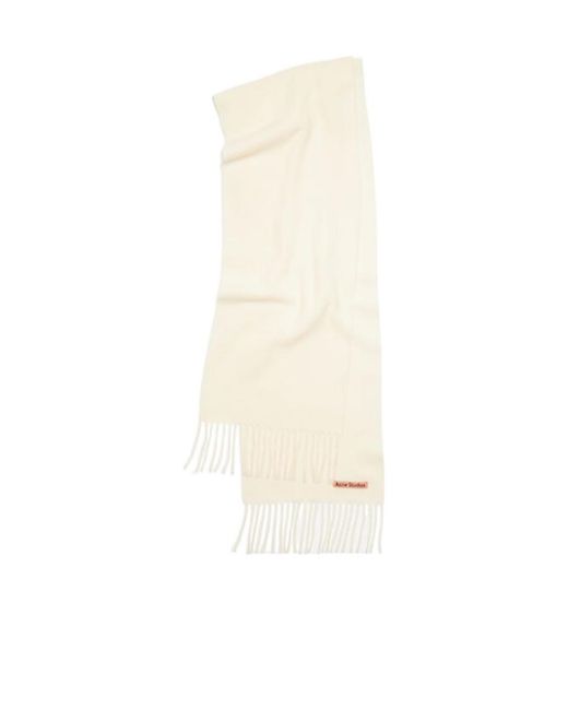 Acne White Logo-Patch Wool Scarf for men