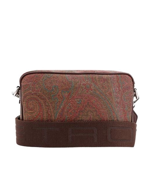 Etro Brown Small Paisley-Printed Zipped Crossbody Bag for men