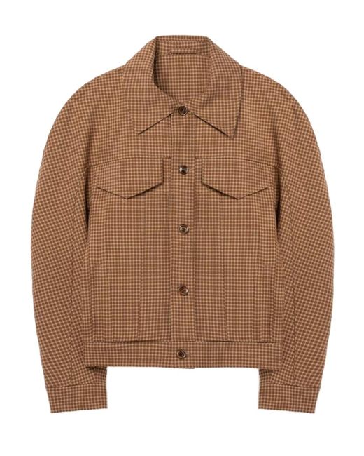 Séfr Brown Matthieu Checked Shirt Jacket for men