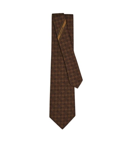 Ferragamo Brown Micro Pattern Silk Tie for men