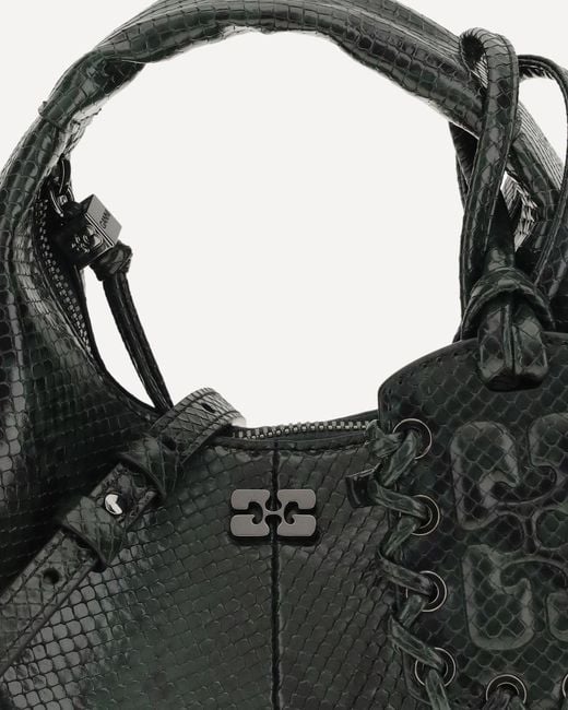 Ganni Black Mini Snake Shoulder Bag