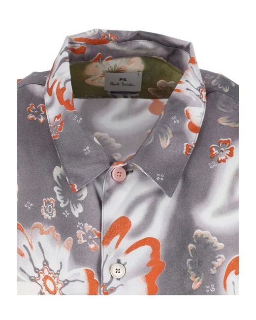 Paul Smith Gray Floral Short-Sleeve Shirt for men