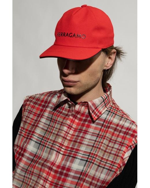 Ferragamo Red Logo Baseball Cap for men