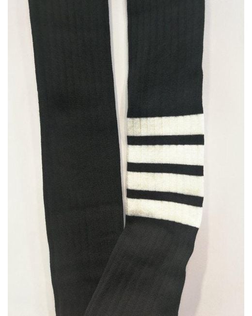 Thom Browne Black 4 Bar Striped Ribbed Tights