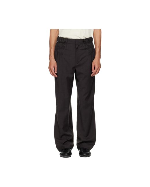 Kiko Kostadinov Black Minna Smocked Wide-Leg Pants for men