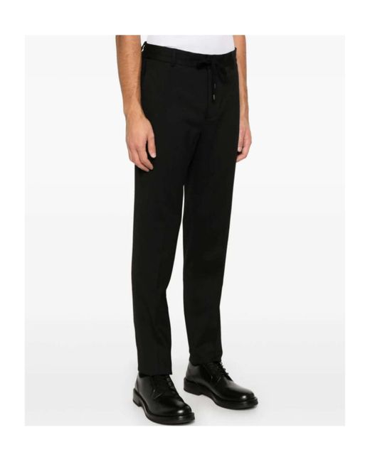 Peserico Black Drawstring-Waist Trousers for men
