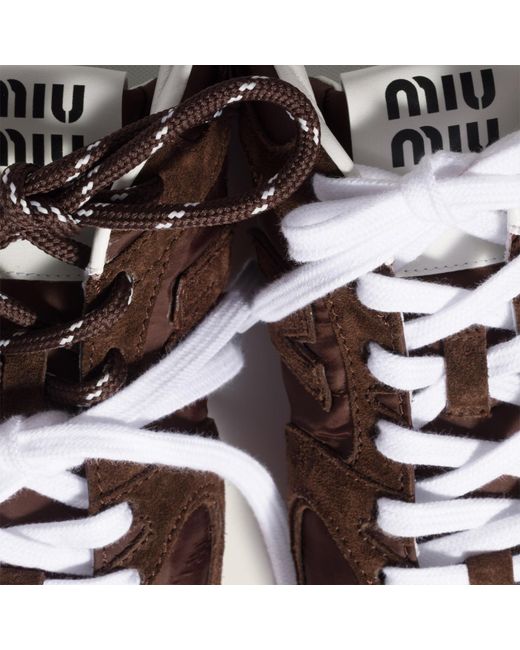 Miu Miu Brown New Balance X 530 Sl Technical Fabric And Suede Sneakers