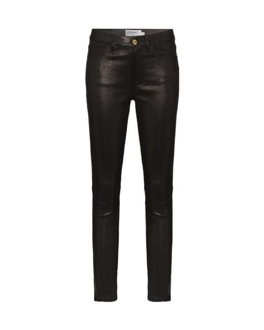 FRAME Black Le High Skinny Leather Trousers