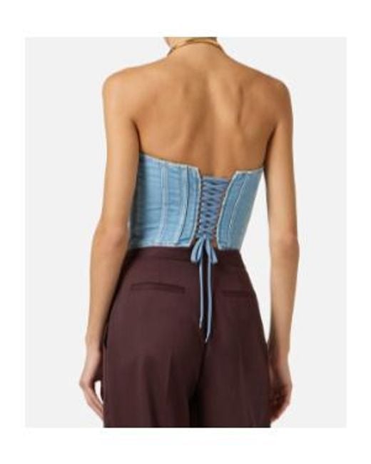 Elisabetta Franchi Blue Denim Bustier Top