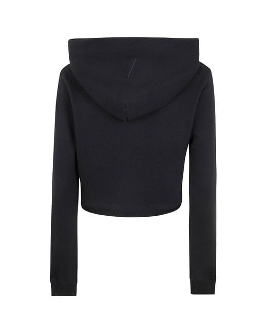 Thom Krom Black Cropped Cotton Hoodie