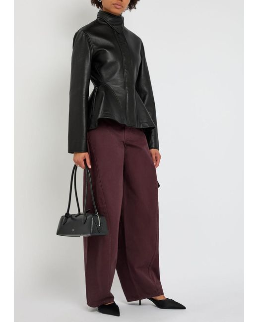 Alaïa Black Panelled Peplum Leather Jacket