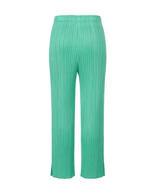 Pleats Please Issey Miyake Green Straight-Leg Pleated Trousers